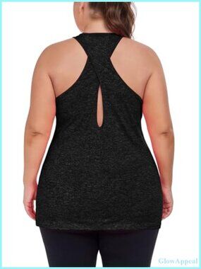 Plus Size Cross Back Workout Tank Top Athletic Yoga Shirt Sleeveless